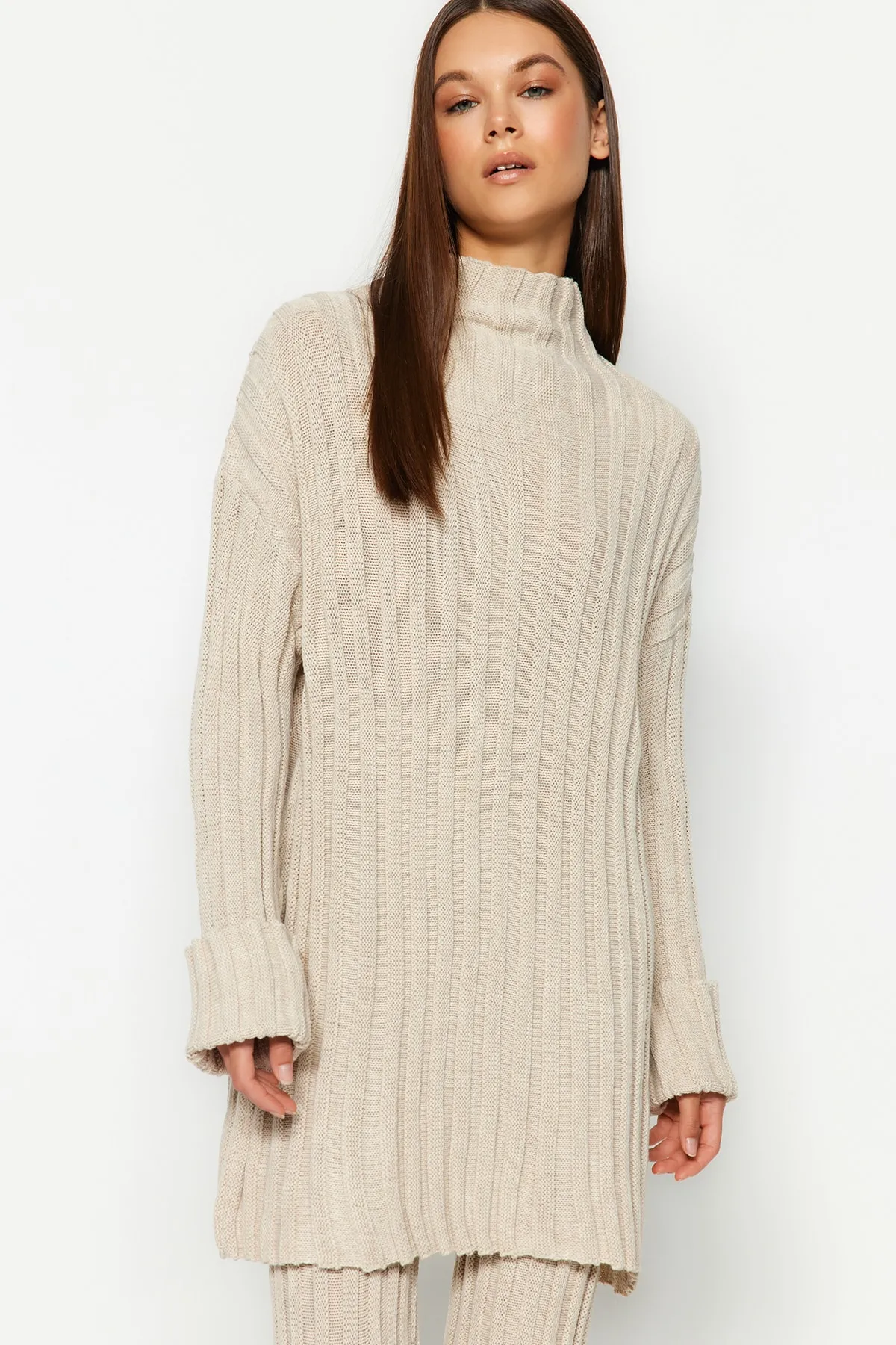 Trendyol Collection  Stone Corded Basic Pants Strickoberteil und -unterteil-Set TWOAW24AU00013