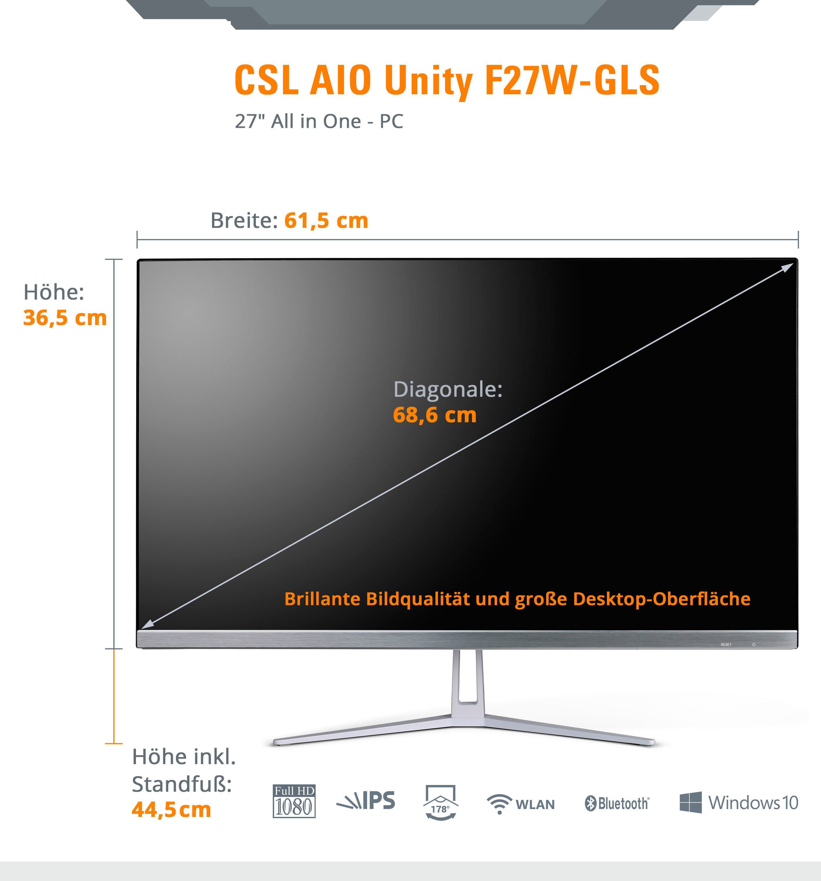 CSL Unity F27-GLS mit Windows 10 Pro All-in-One PC (27 Zoll, Intel® Celeron Celeron® N4120, UHD Graphics, 8 GB RAM, 512 GB SSD)
