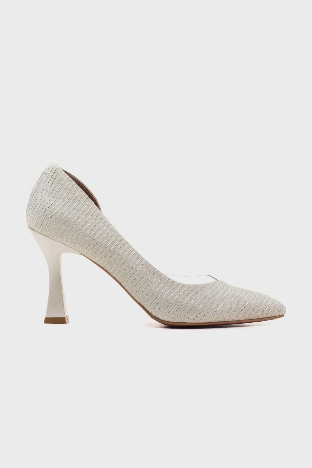 LuviShoes  653 Perlmutt-Damenschuhe mit silbrigem Absatz