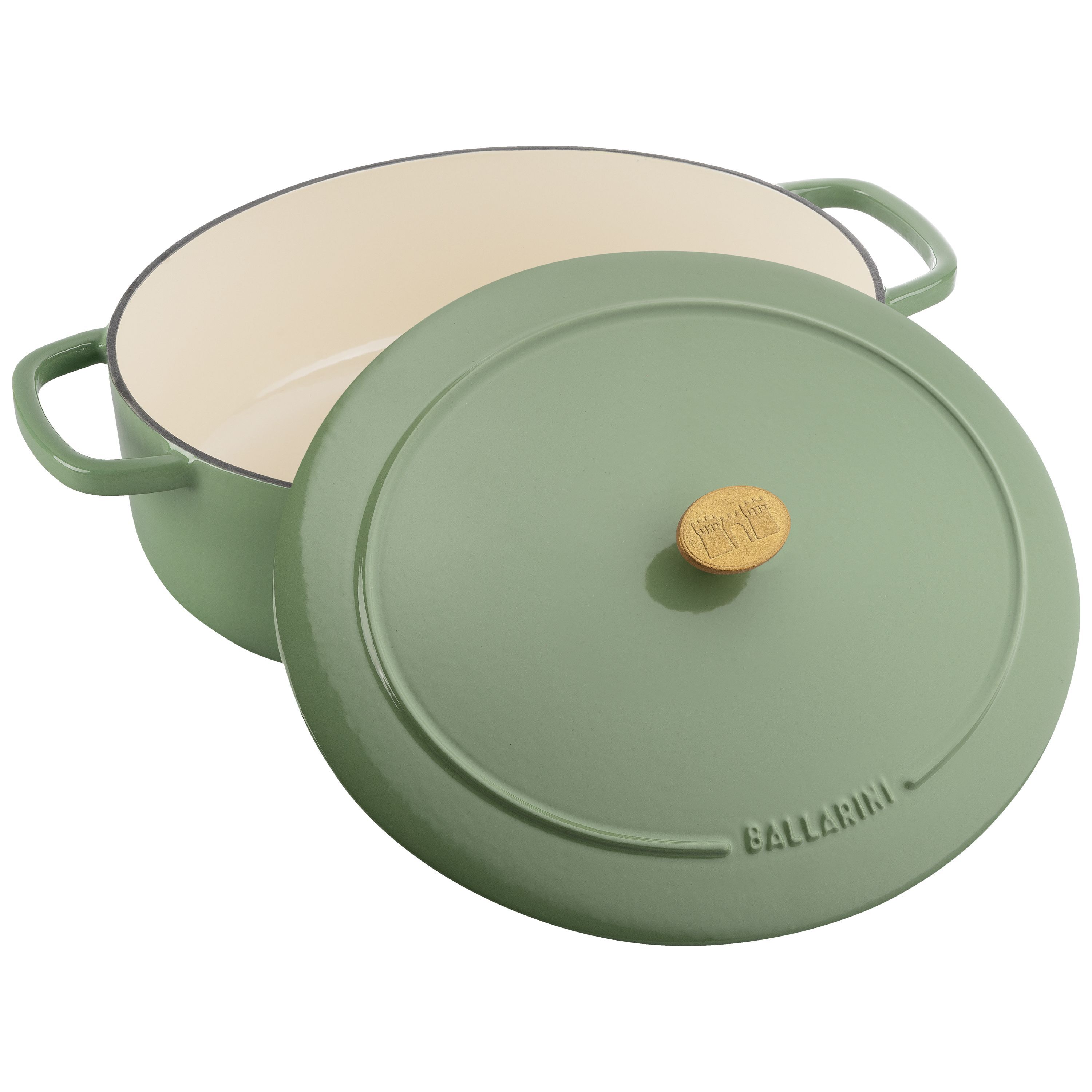 Cocotte 33 cm, oval, Grün, Gusseisen