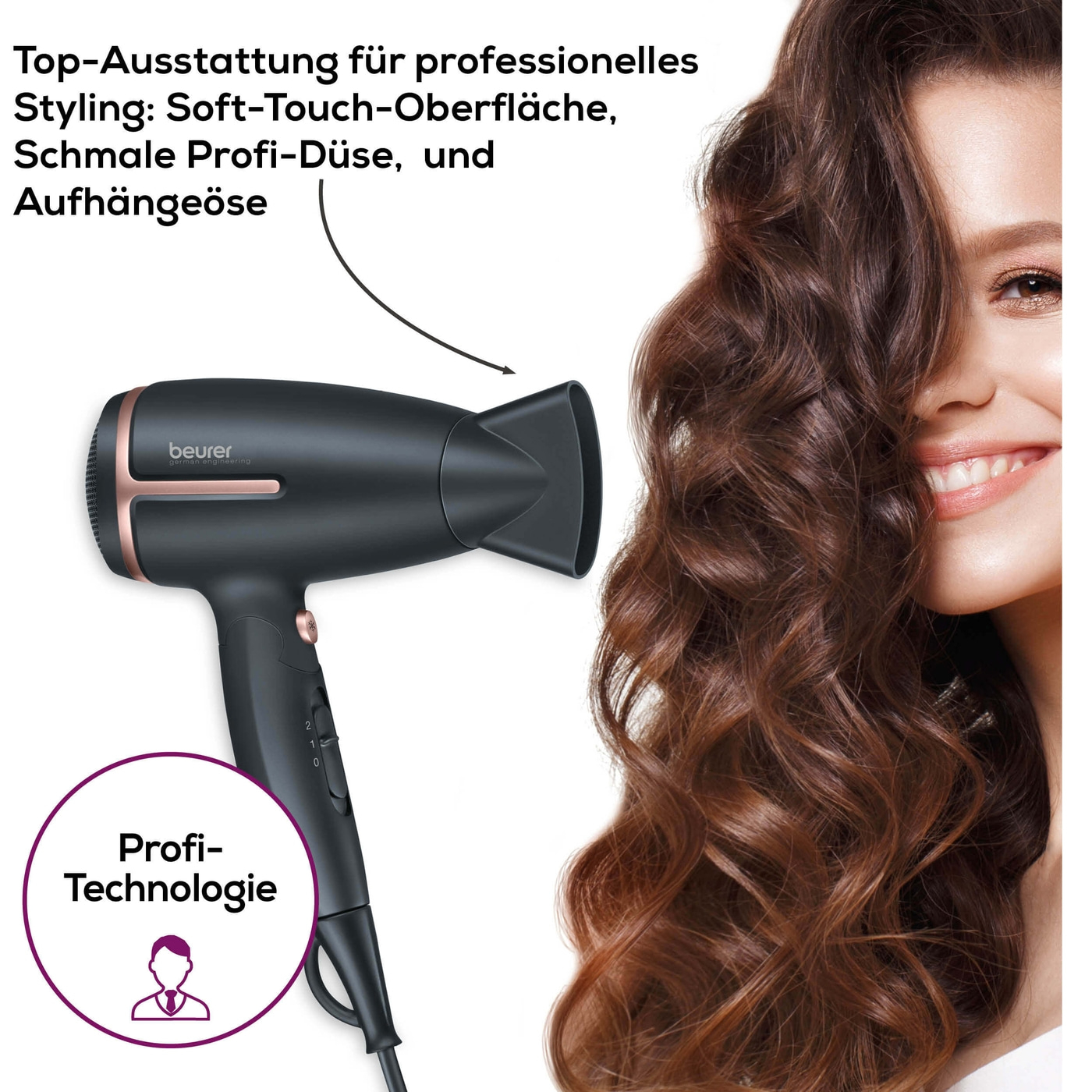 Beurer Reisehaartrockner - HC 25-Klappbarer Reiseföhn mit Ionen-Technologie & Spannungsumschaltung