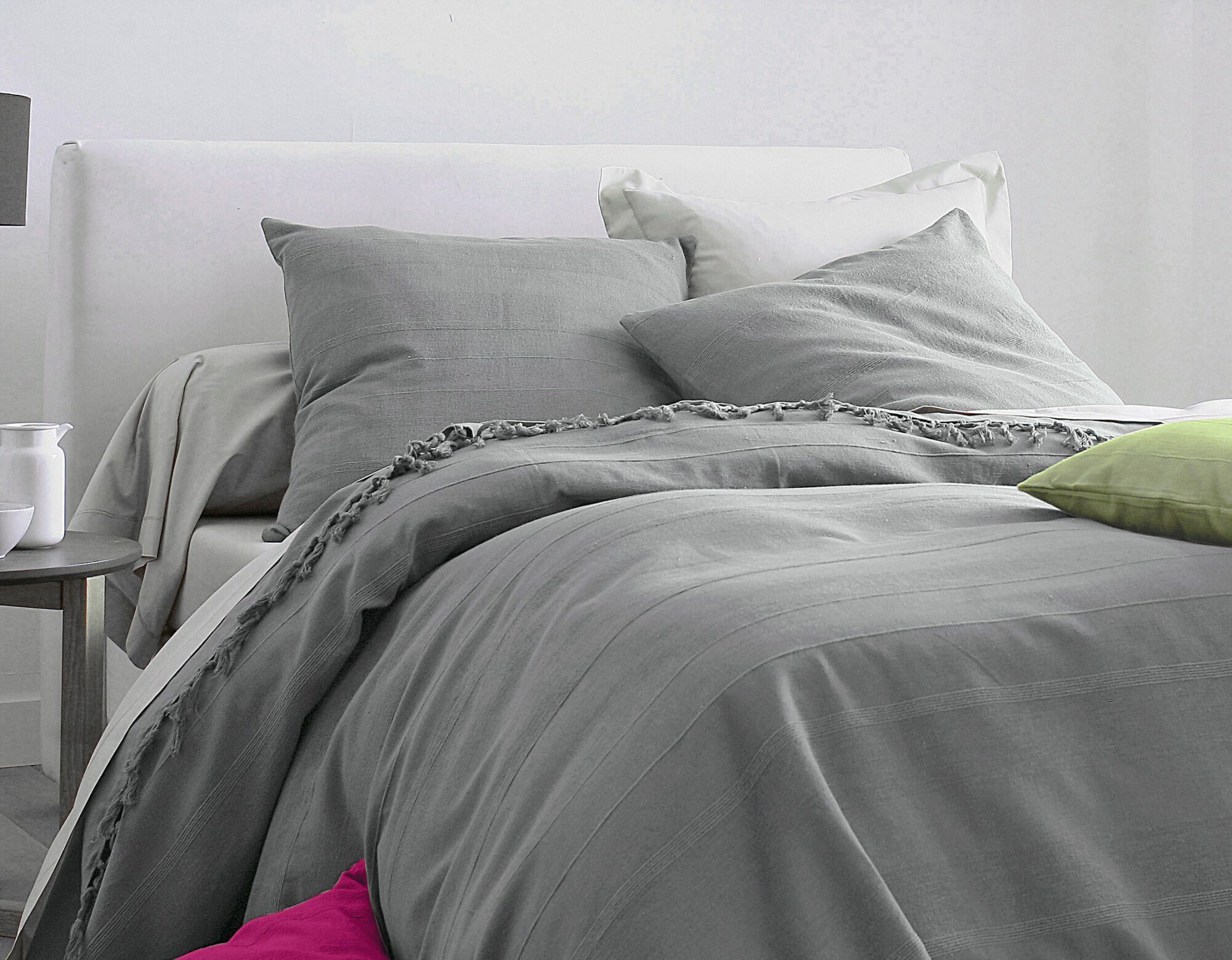 Housse coussin unie coton tissage artisanal