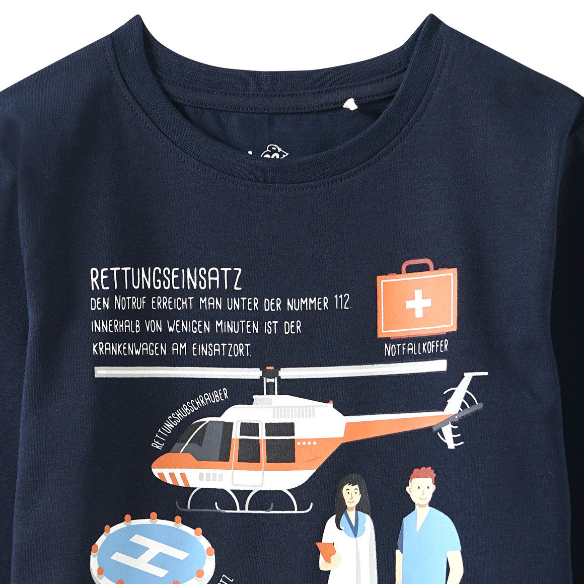 Kinder Langarmshirt mit Notruf-Motiv