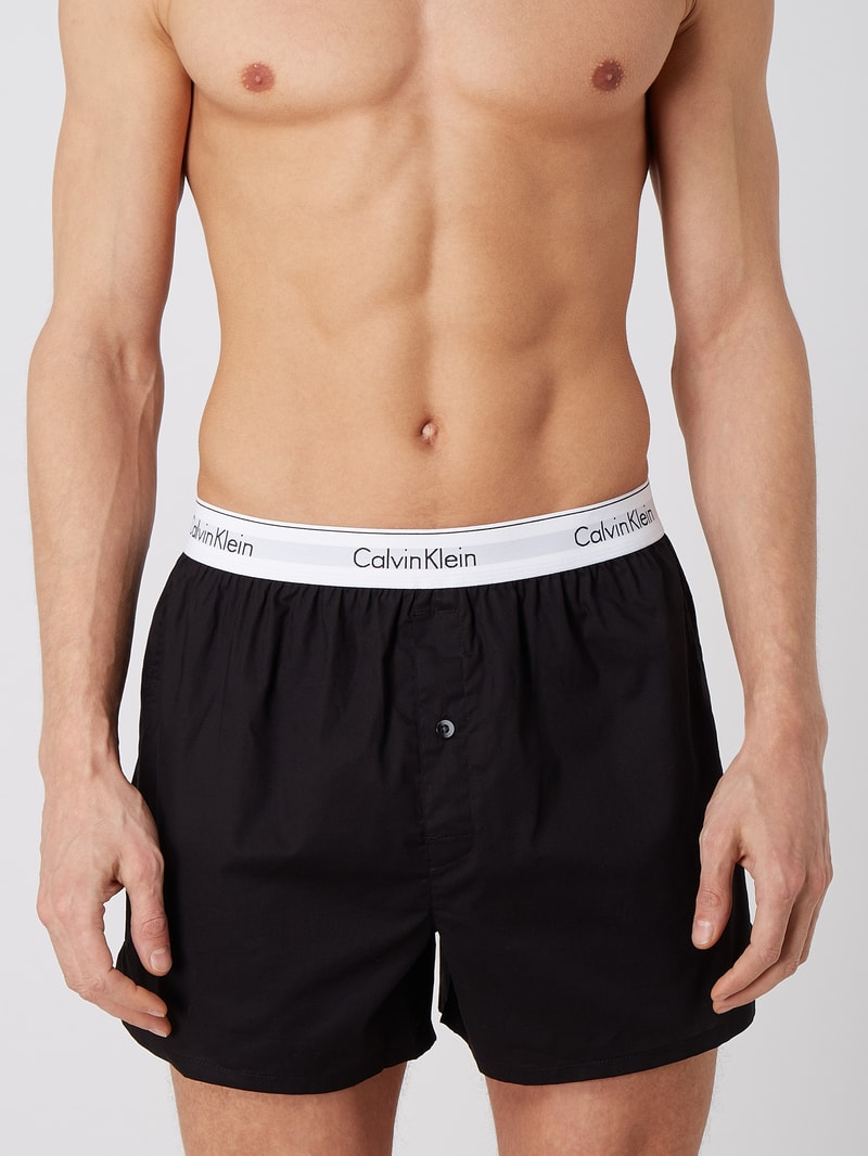 Slim Fit Boxershorts aus Baumwolle im 2er-Pack in schwarz