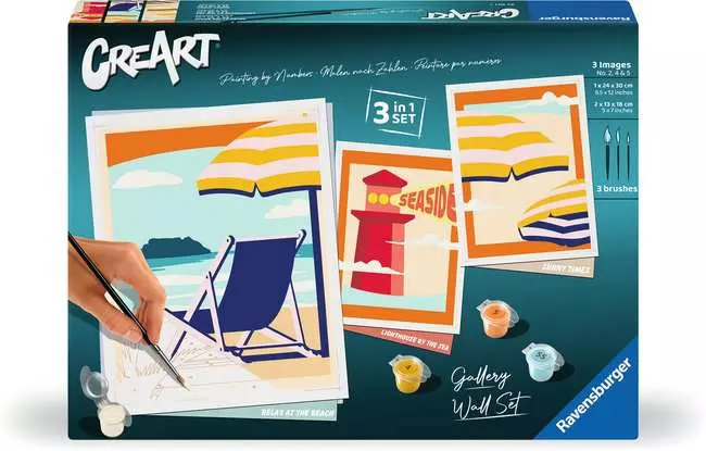 CreArt Galerie Wand Set - Am Strand - Malen nach Zahlen für Erwachsene