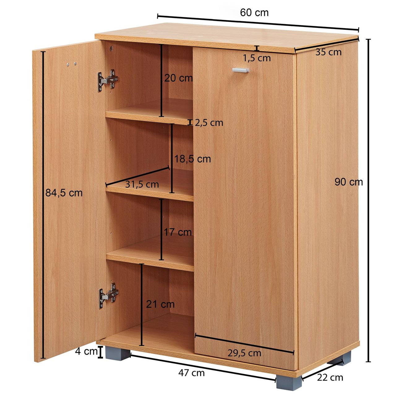 Wohnling Schuhschrank 90 x 60 x 35 cm Braun
