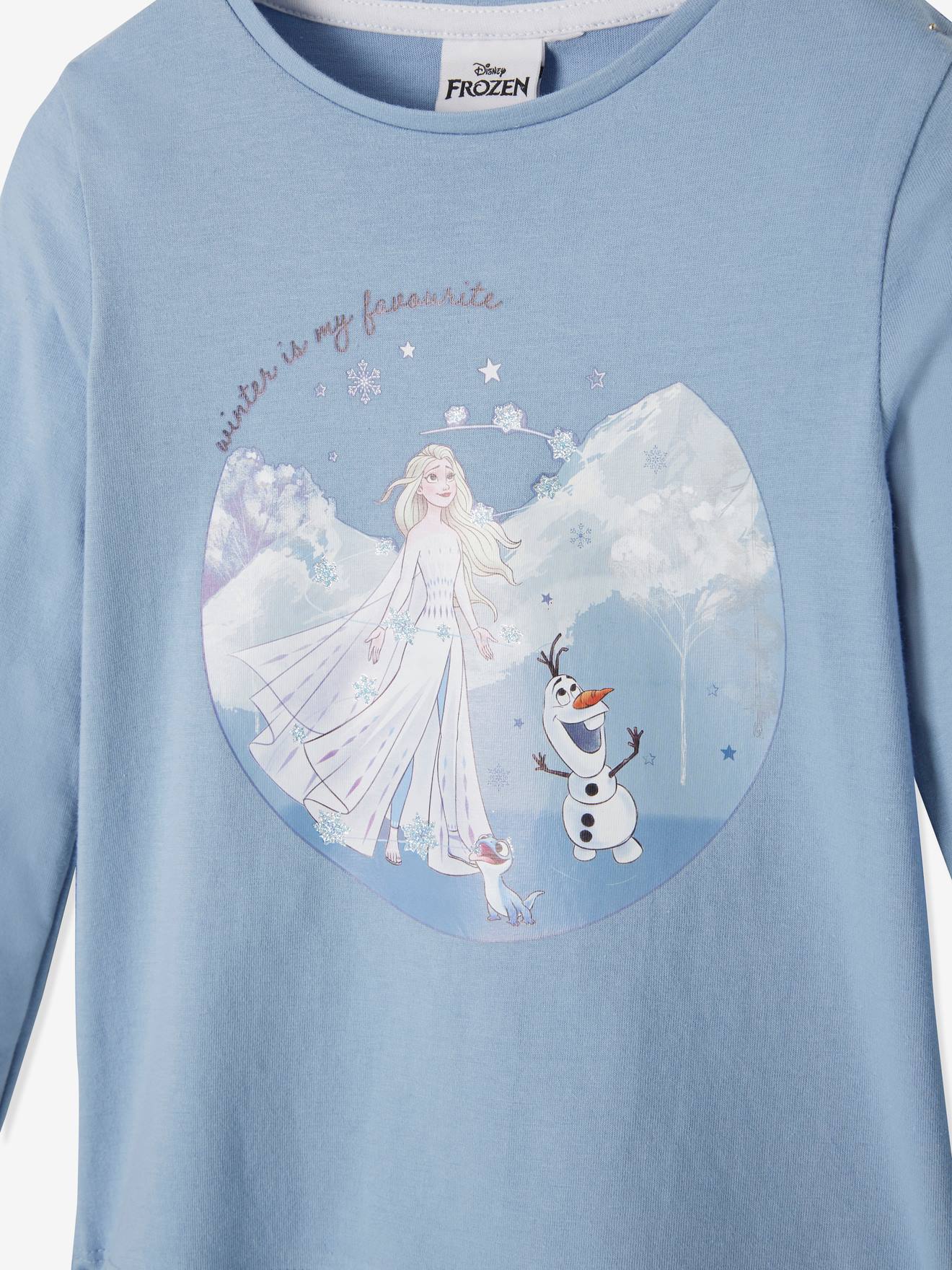 T-shirt manches longues DS® La Reine des Neiges fille bleu avec anime