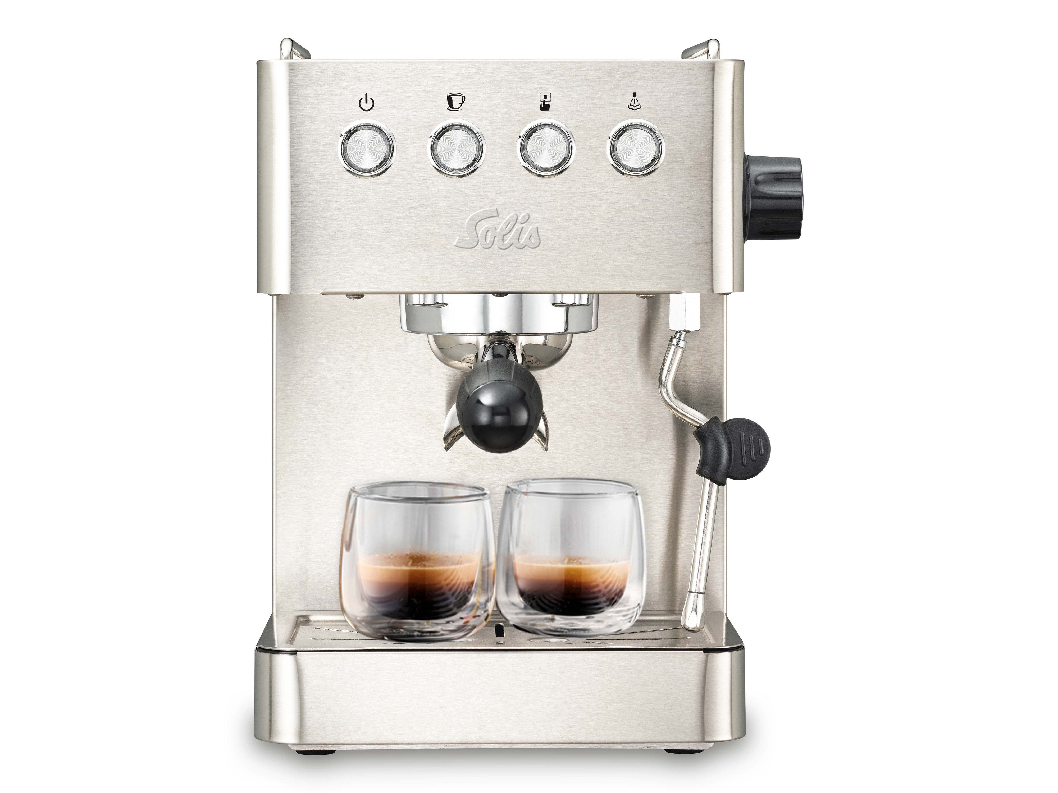 SOLIS OF SWITZERLAND Siebträgermaschine Barista Gran Gusto Typ 1014, Siebträger 58 mm, 15 Bar Druck, 360 ° Heißwasserstab, Programmierbar