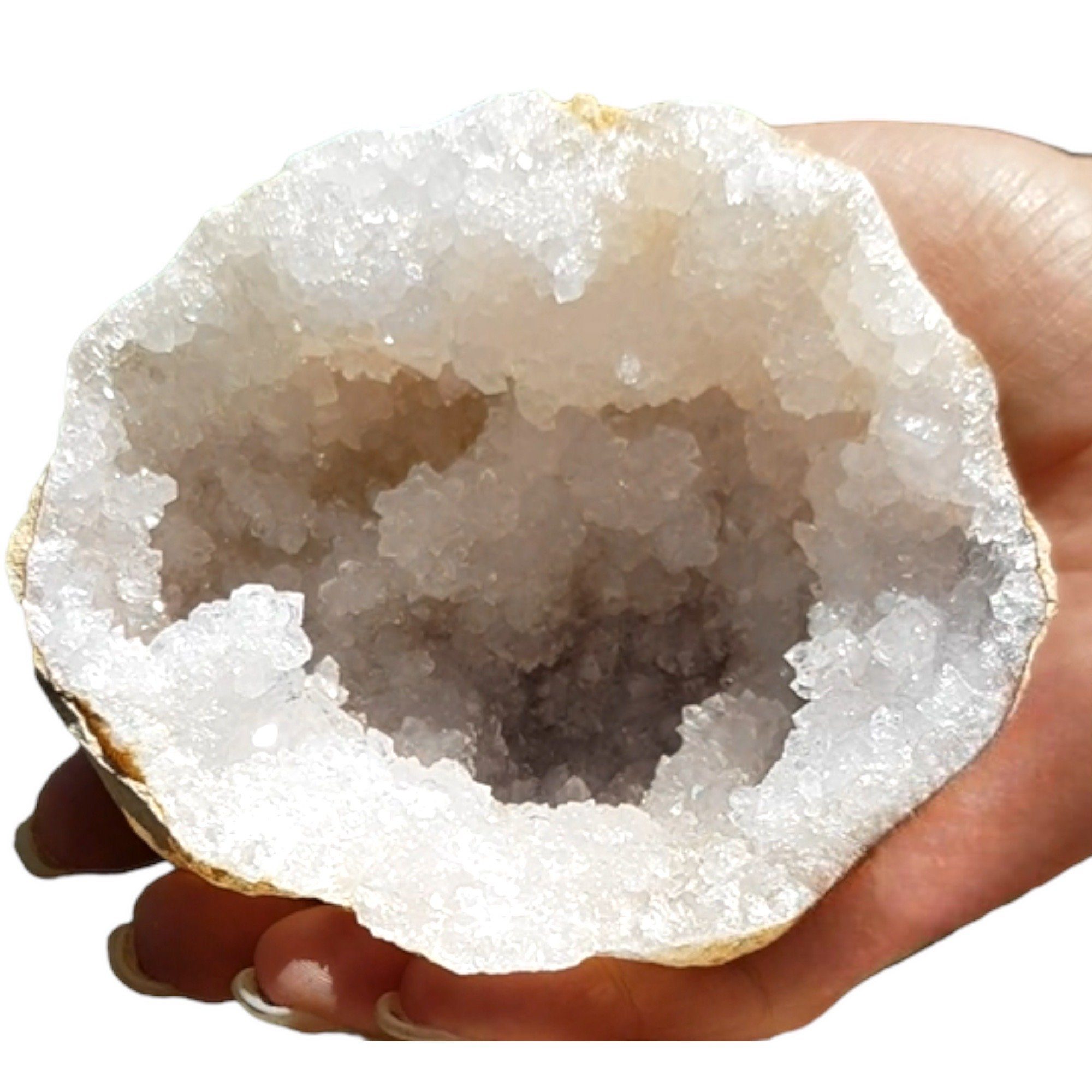 Steinfixx® Mineralstein Exclusive mächtige Kristallgeode zum selber aufbrechen, Partyspass, (Kristalldruse geschlossen zum aufbrechen, weiße Kristalle im inneren), grosse Knackgeode von 6-20 cm Durchmesser, Glücksdruse, break your own