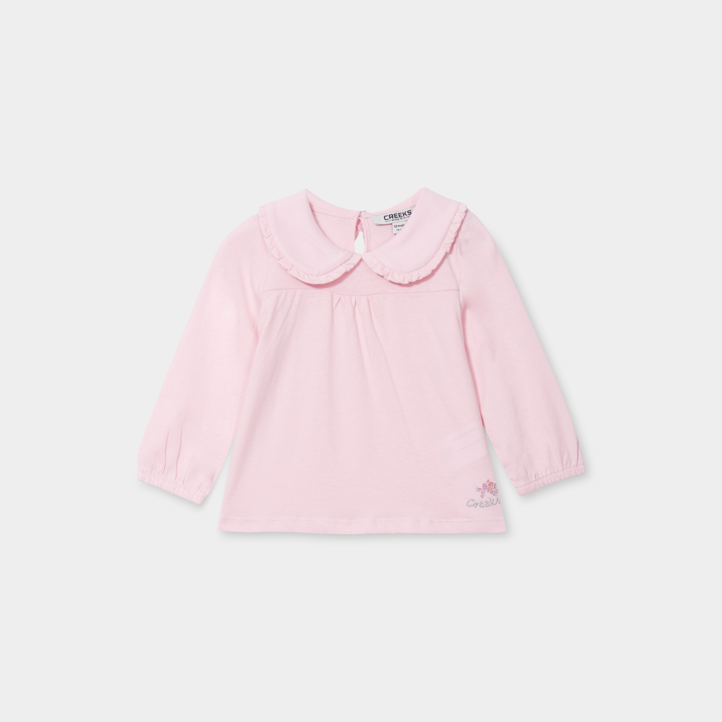 T-shirt col claudine coton Creeks rose bébé fille | La Halle