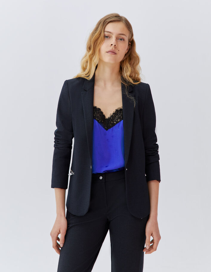 Veste de costume marine à poches zippées Femme