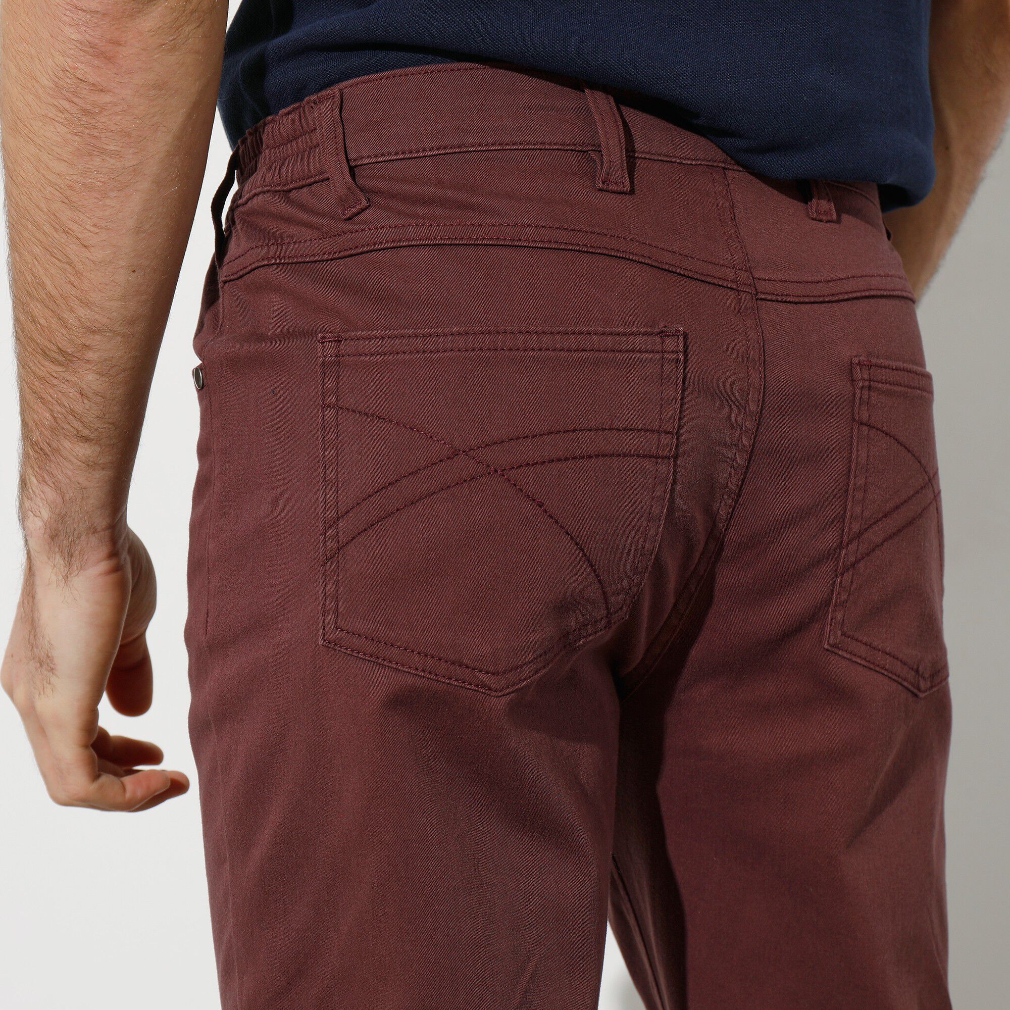 Pantalon droit 5 poches twill coton extensible