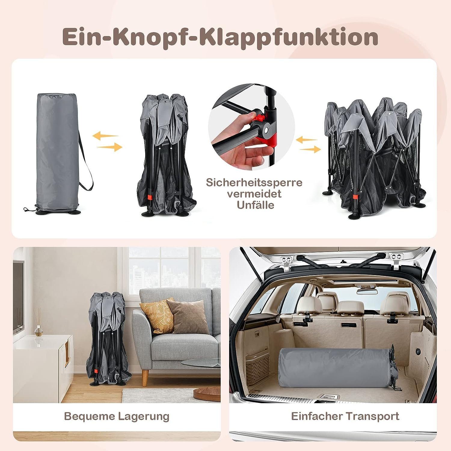 KOMFOTTEU Laufgitter klappbar, für Baby 6-36 Monaten, 138 x 138 x 74cm