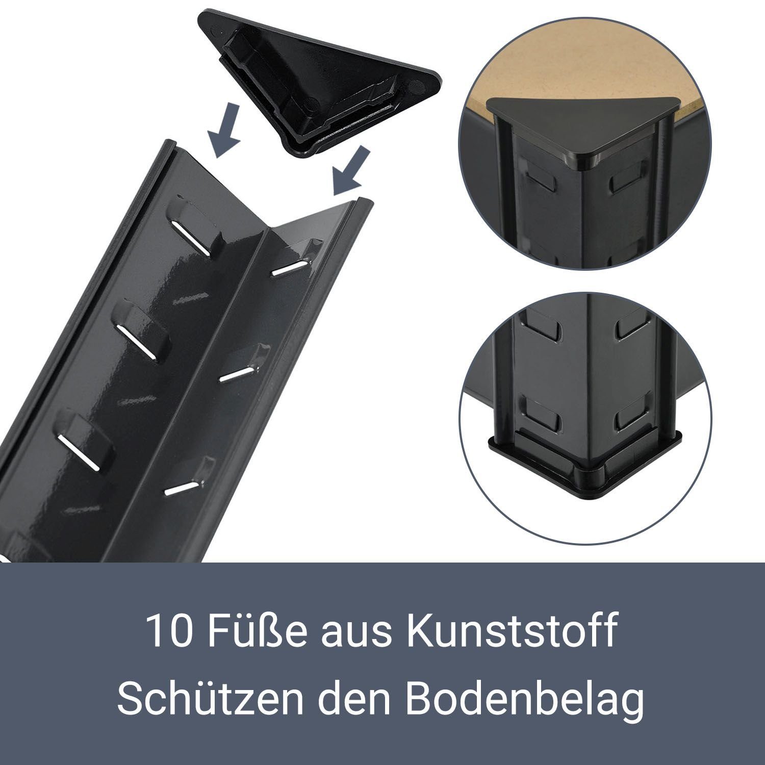 Juskys Eckregal Corner Basic, 5 Böden aus MDF-Holz, 175kg Traglast je Boden, Abstände frei wählbar