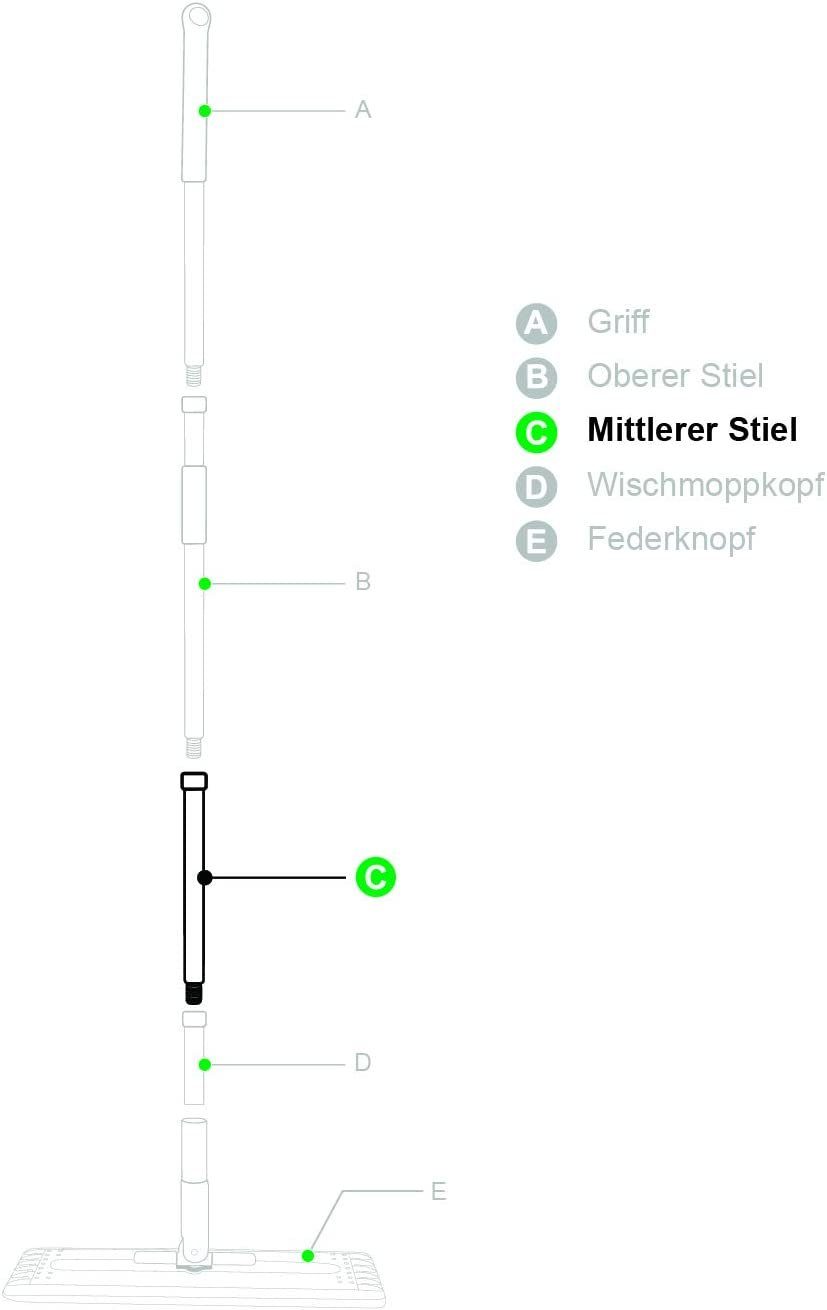 Easy Gleam Wischmopp Griffverlängerung für EASYGLEAM Mopp und Eimer-Set, 37 CM, Default Title