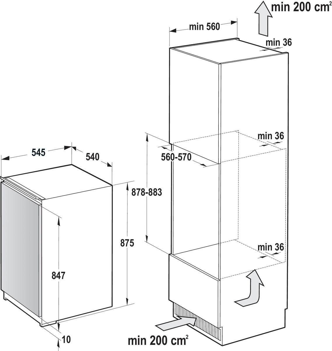 GORENJE Einbaukühlschrank RBI2092E1, 87,5 cm hoch, 54 cm breit, integrierbar