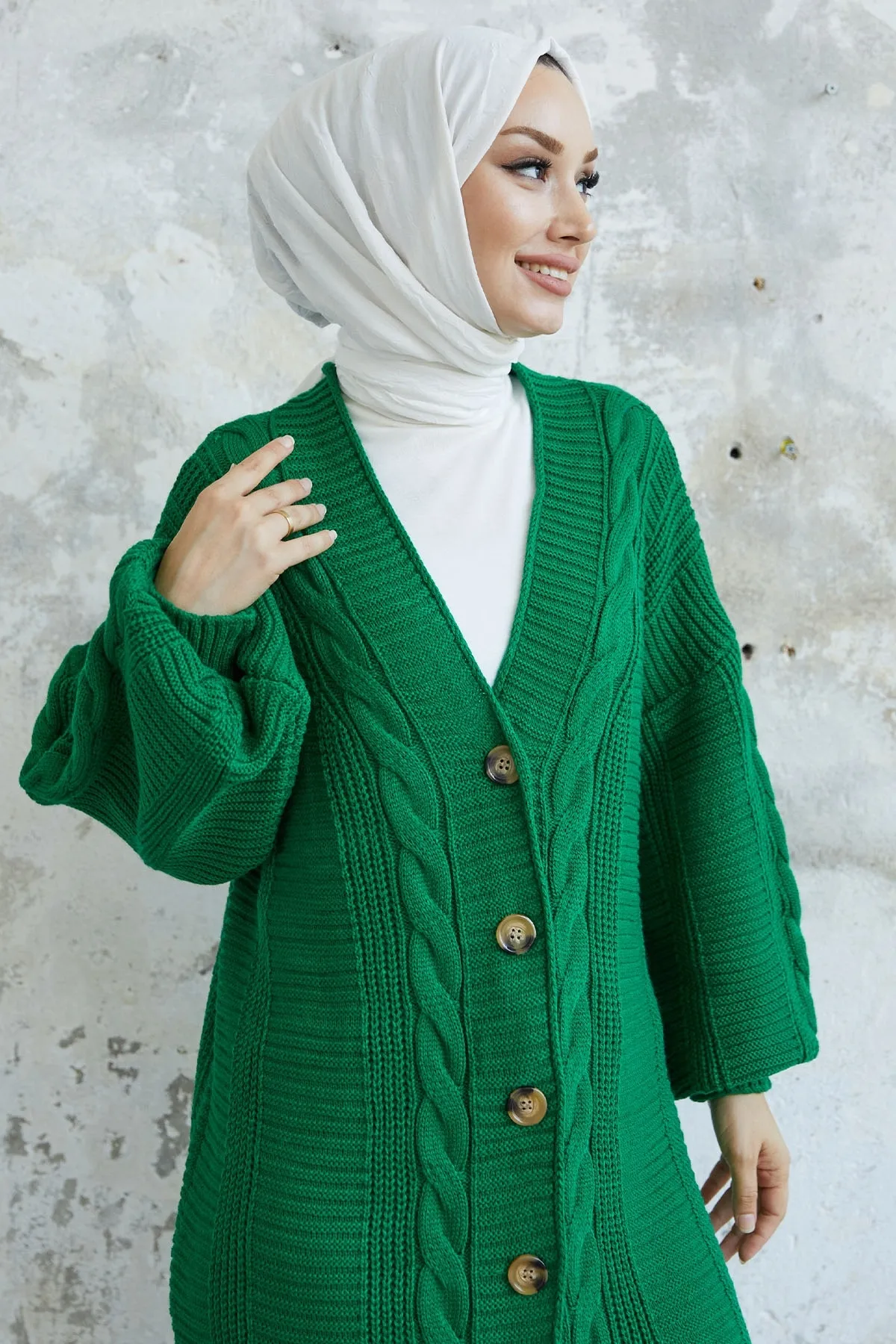 InStyle  Evia geknöpfter Strick-Cardigan – Grün