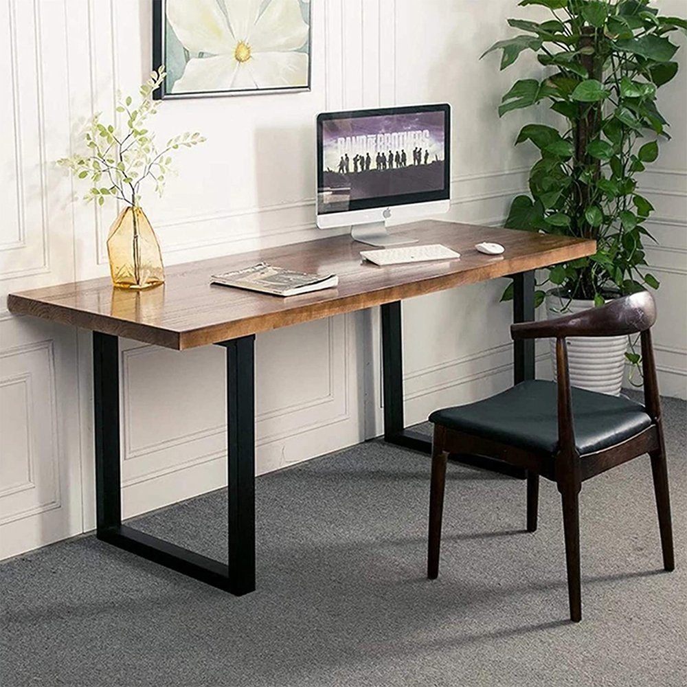Melko Tischbein Tischbeine Tischgestell Tischkufen Möbelfuß 2er-Set Hairpin Leg Tischfüße aus Stahl in Schwarz Haarnadelbeine Esstisch Stützfuß Ständer Tischuntergestell HiFi Doppelt Lautsprecher Couchtisch Bankkufen Design Rechteck Industriedesign,