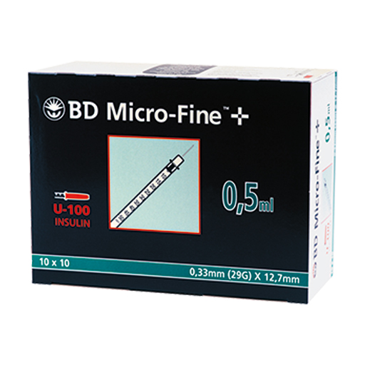 BD MICRO-FINE  Insulinspr.0,5 ml U100 12,7 mm  100X0.5 ml  Spritzen