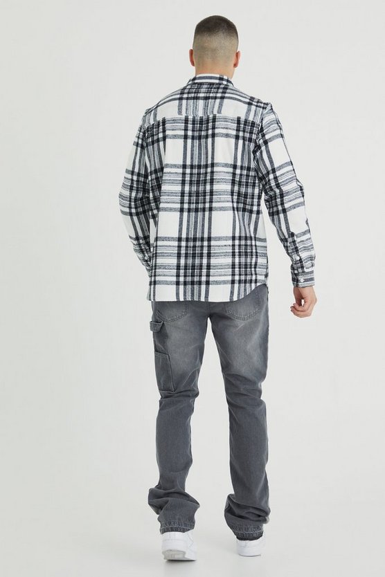 Tall langärmliges kariertes Overshirt mit Reißverschluss