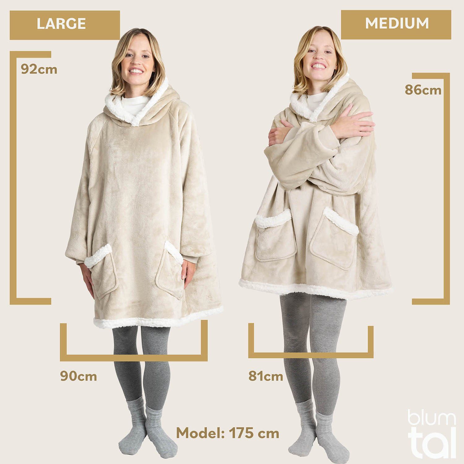 Wohndecke Blumtal Hoodie Decke mit Ärmeln und Kapuze - tragbare Decke mit Ärmeln, Blumtal, Kuscheldecke mit 2 Fronttaschen für maximale Bewegungsfreiheit