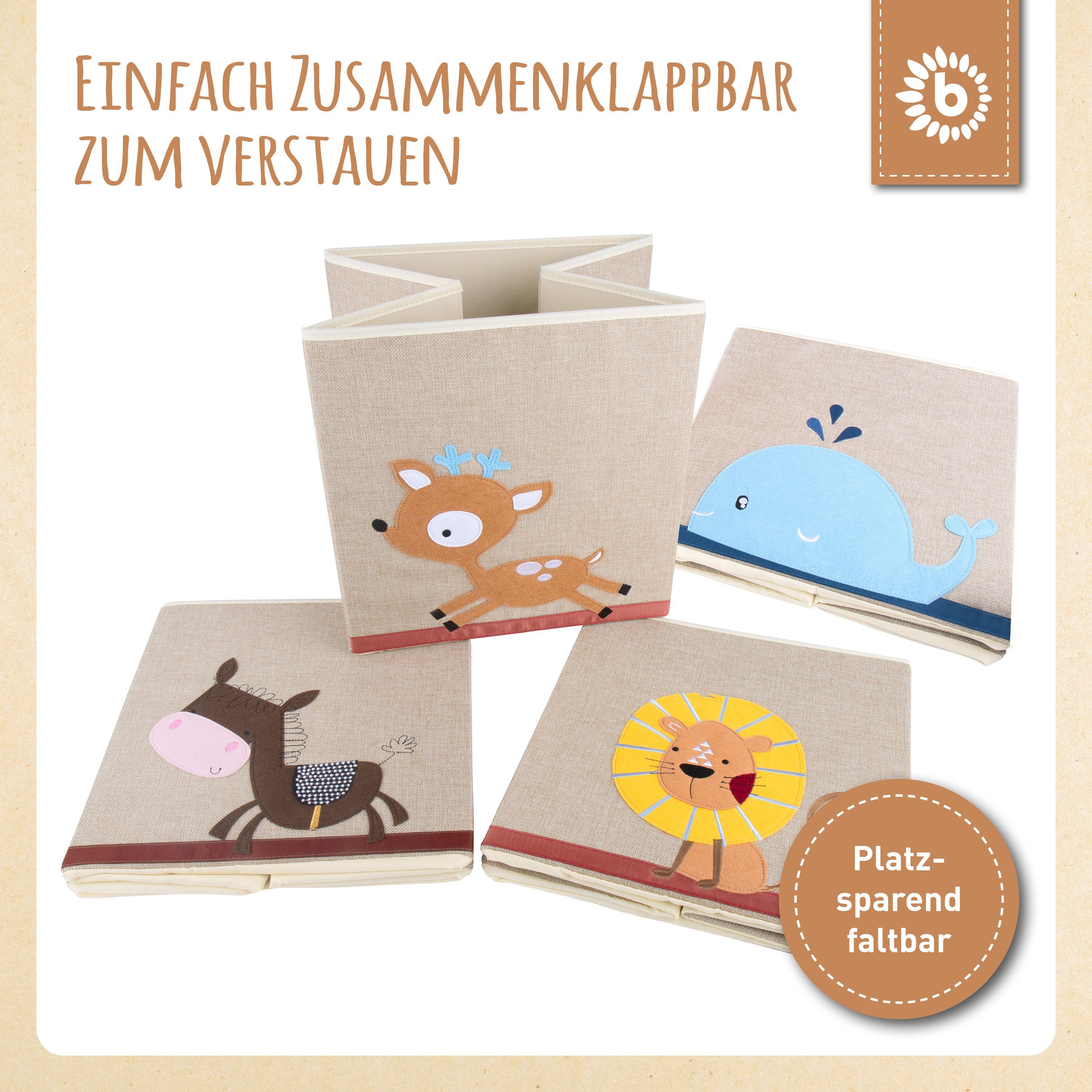 BIECO Spielzeugtruhe Bieco Aufbewahrungsbox Kinder Reh Motiv ca. 36L faltbar Süße Spielzeug Kiste für Kallax Regal Aufbewahrungsbox 33x33x33 Kallax Boxen für Spielzeug Aufbewahrung Storage Box Kallax Korb