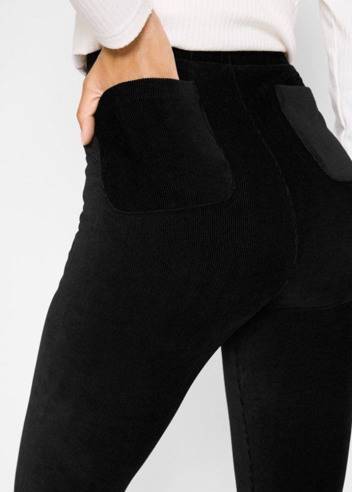 Feincord-Leggings mit breitem Komfortbund