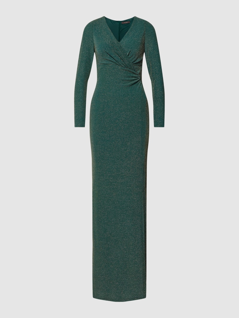Abendkleid mit Effektgarn in dunkelgrün