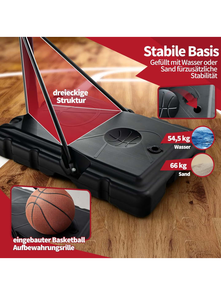 COSTWAY Basketballständer 130-305 cm in Schwarz günstig kaufen 90 x 60 cm