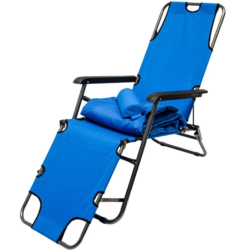 AMANKA Campingstuhl Campingstuhl Liegestuhl Freizeitliege Sonnenliege, Liege incl. Auflage 178cm Blau