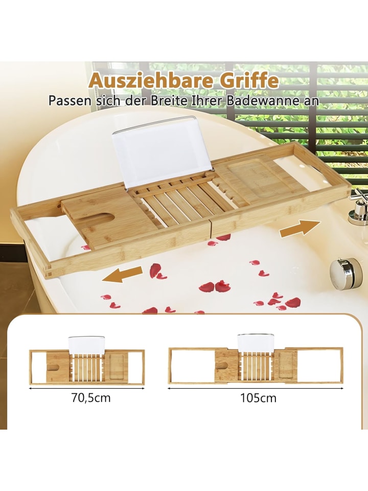 COSTWAY Bambus Badewannenbretter 70,5-105x22x4cm in Beige günstig kaufen onesize