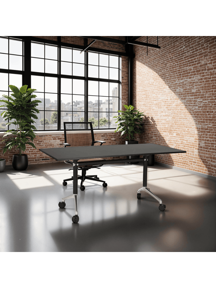 KADIMA DESIGN Schreibtisch klappbar 160x80 cm mobil & Homeoffice, mit Rollen in Schwarz günstig kaufen