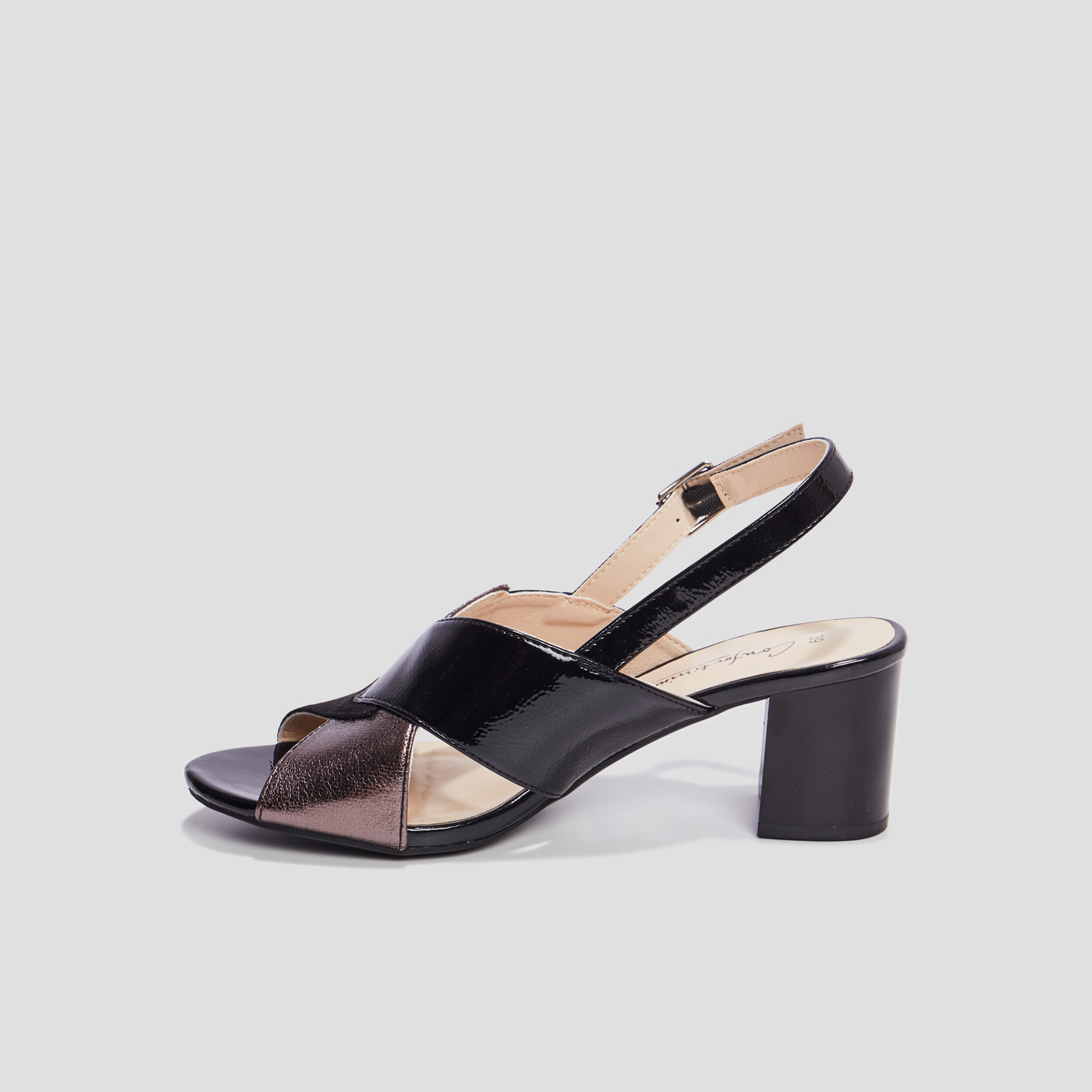 Sandales à talons pied large noir femme | La Halle