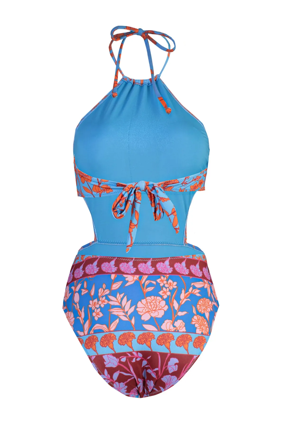 Trendyol Collection  Neckholder-Badeanzug mit normaler Beinlänge und Blumenmuster TBESS23MA00181