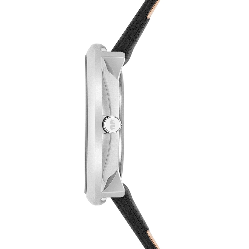 Rhodenwald & Söhne Montre à quartz Pearl en Argent Cuir véritable en Noir Montre
