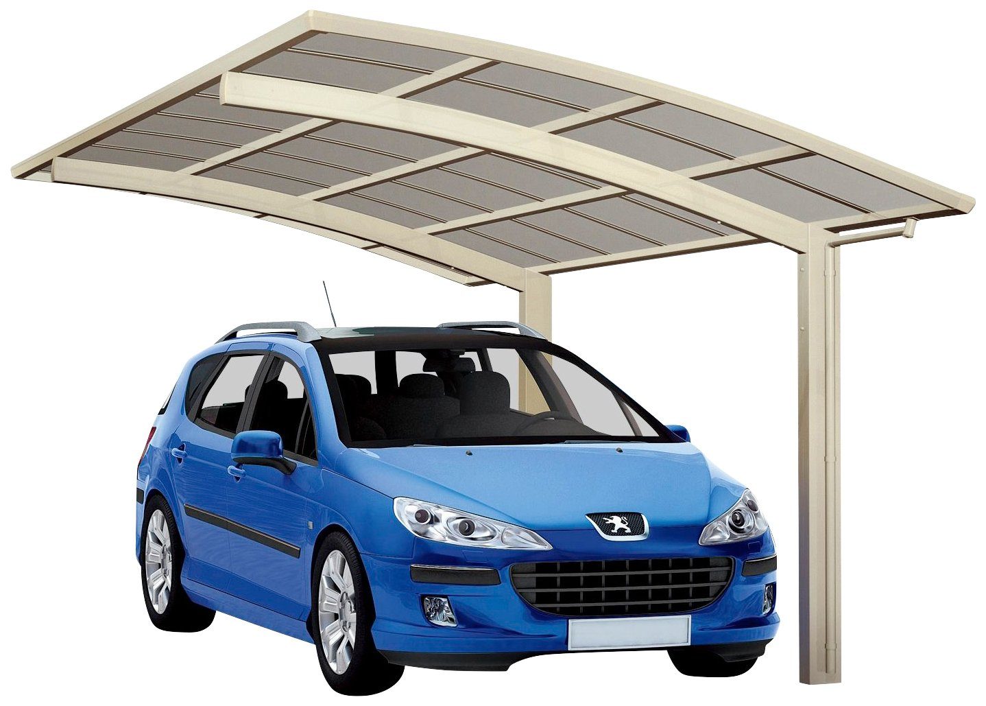 Ximax Einzelcarport Portoforte Typ 60 Sonderlänge-Edelstahl-Look, BxT: 270x556 cm, 240 cm Einfahrtshöhe, Aluminium