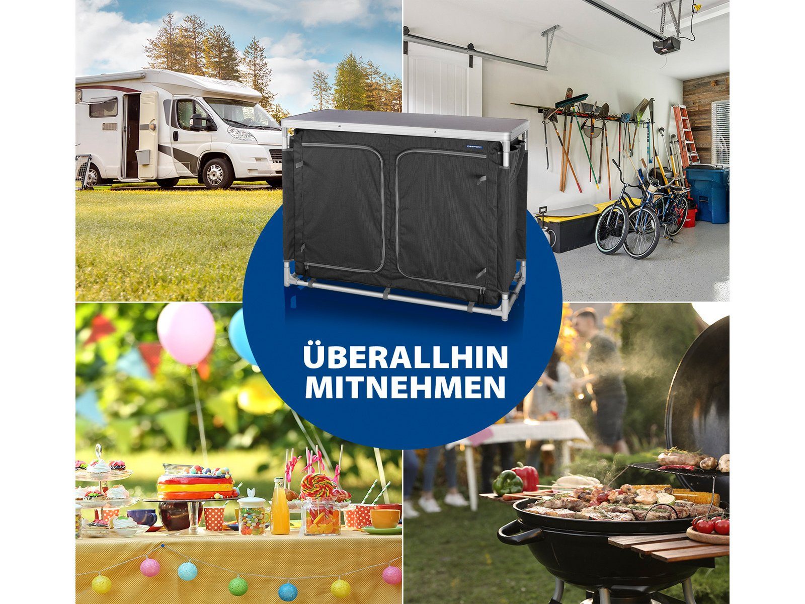 Campart Stoffschrank Camping Küchenbox für Aussen-Küche großer Outdoor-Schrank faltbar