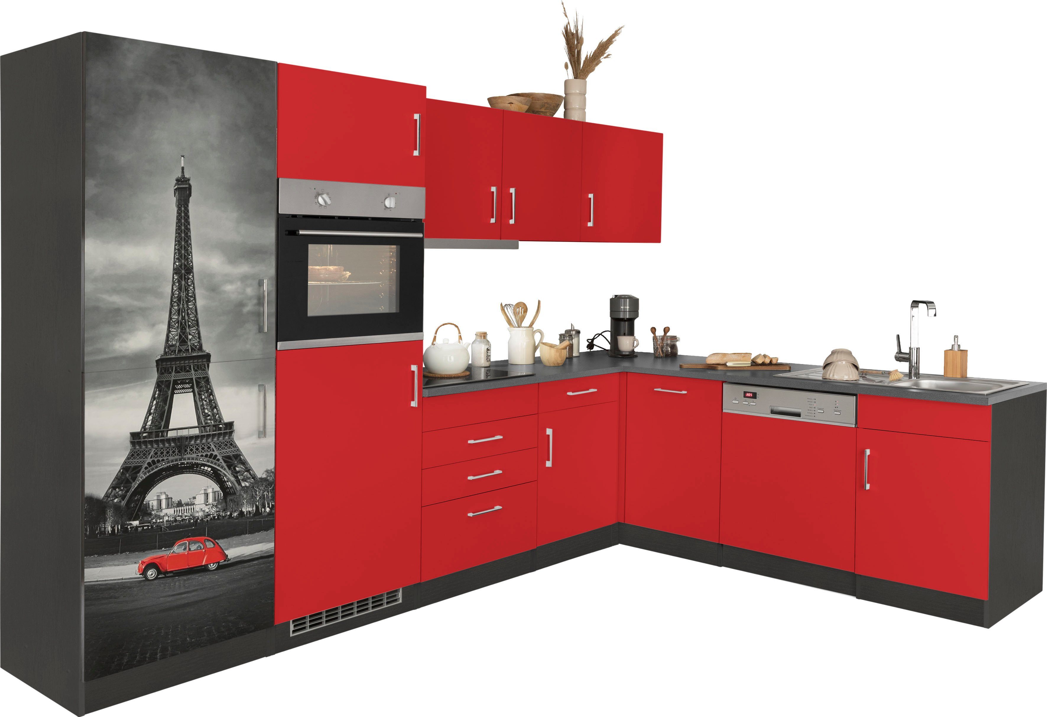 HELD MÖBEL Winkelküche Paris, Stellbreite 290/220 cm, wahlweise mit Induktionskochfeld