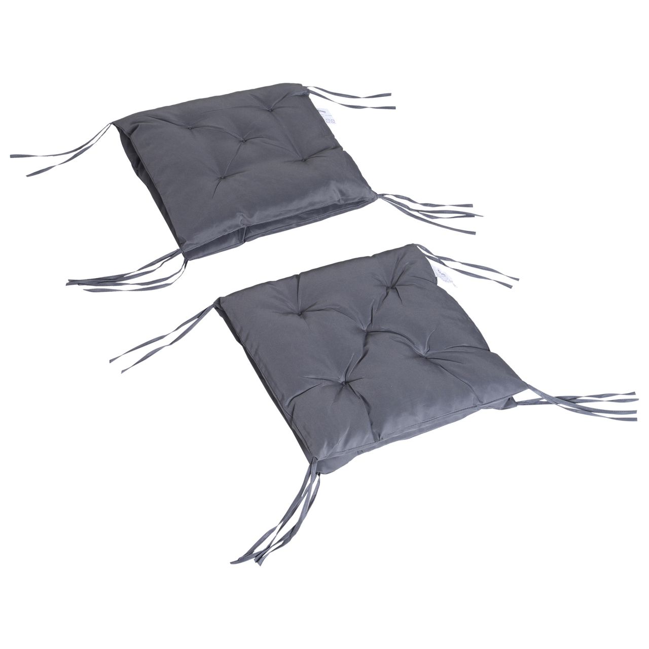 Outsunny 2er Set Auflage für Niederlehner Stuhlauflage Sitzpolster Garten Kissen Grau