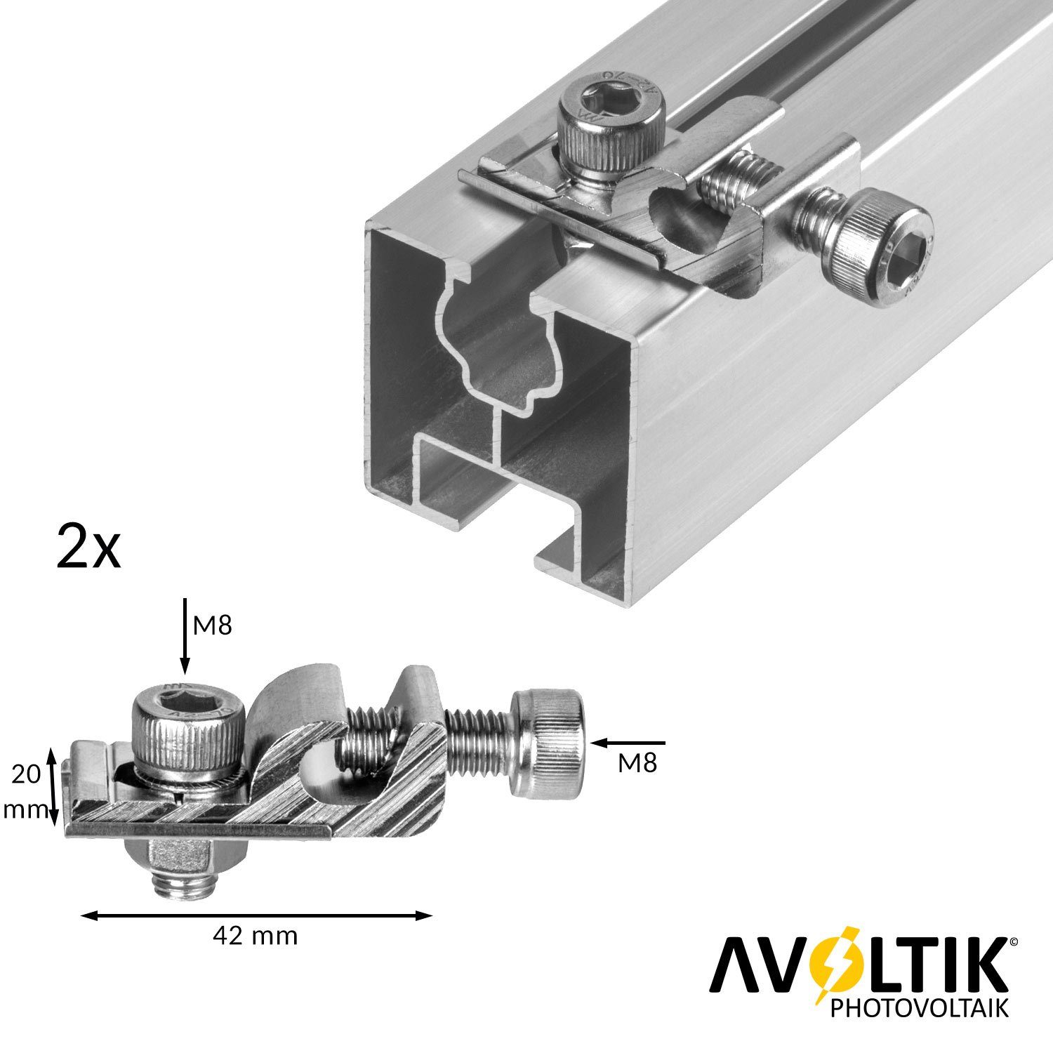 avoltik Solarmodul Solar-Halterung Ziegeldach Montageset Dach Befestigung f 2 Solarmodule