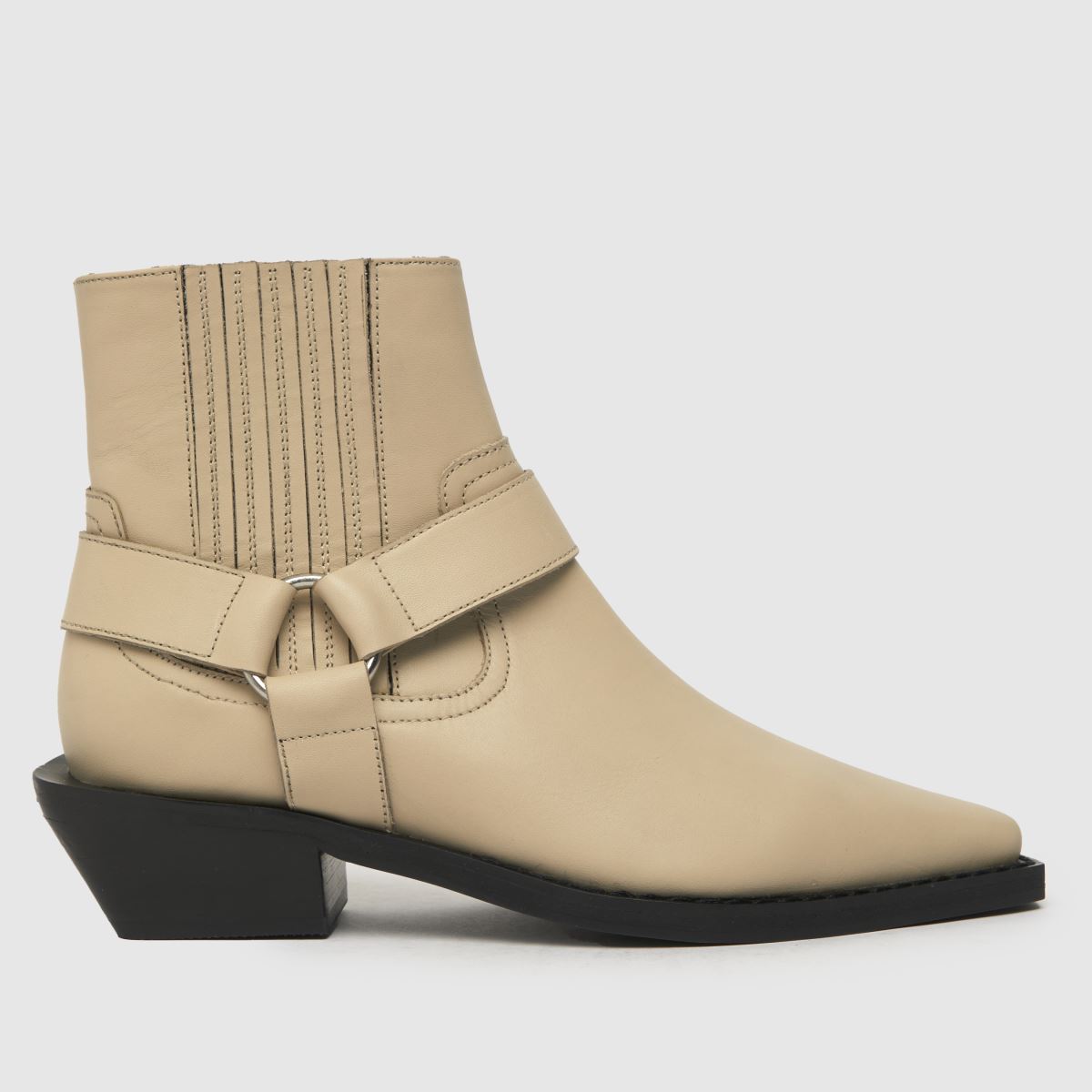 Schuh – Azlan – Vita westernstövlar med läderdetaljer