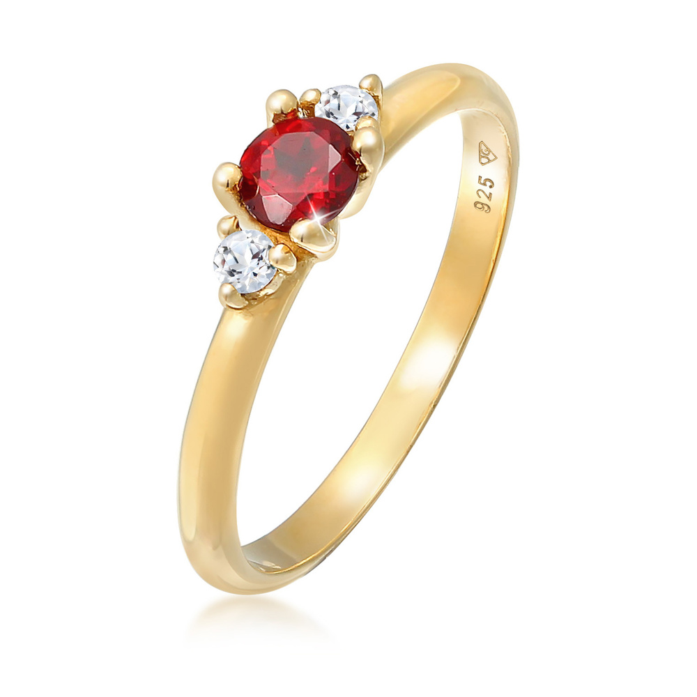 Elli PREMIUM Elli PREMIUM Bague Classique pour dames avec pierre précieuse grenat et topaze en Bague