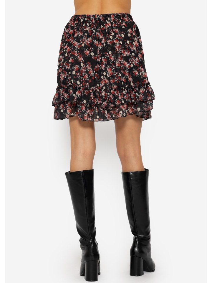 SASSYCLASSY Volants Rock mit Rüschen in Schwarz, Rot günstig kaufen S