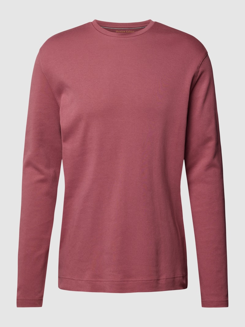 Longsleeve mit geripptem Rundhalsausschnitt in metallic rosa