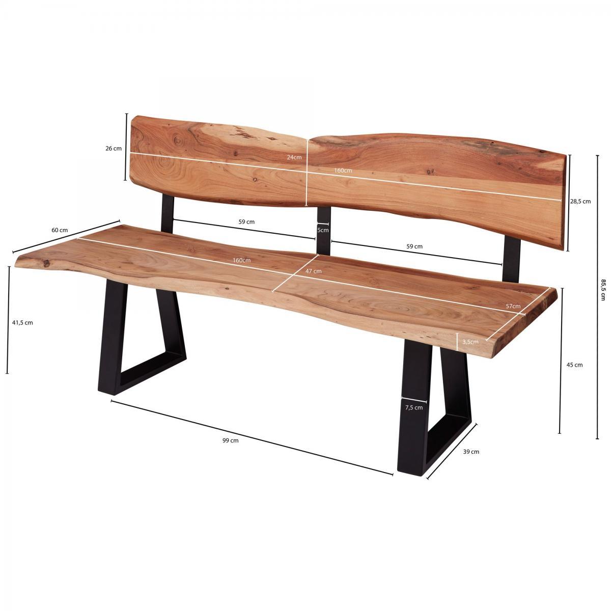 Wohnling Esszimmerbank GAYA 160x83,5x60 cm Akazie