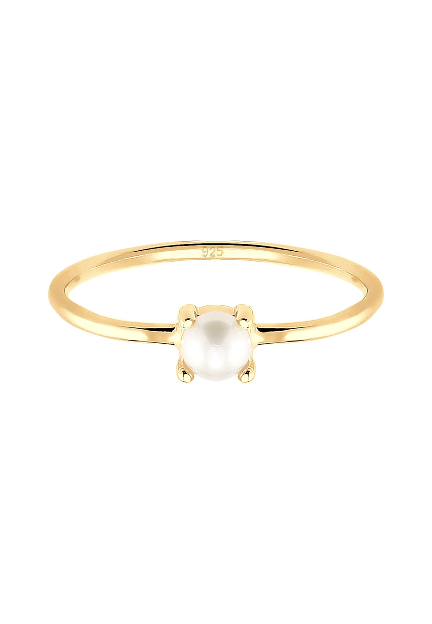 Elli Damen-Solitärring mit Süßwasserzuchtperle in 925er Sterlingsilber