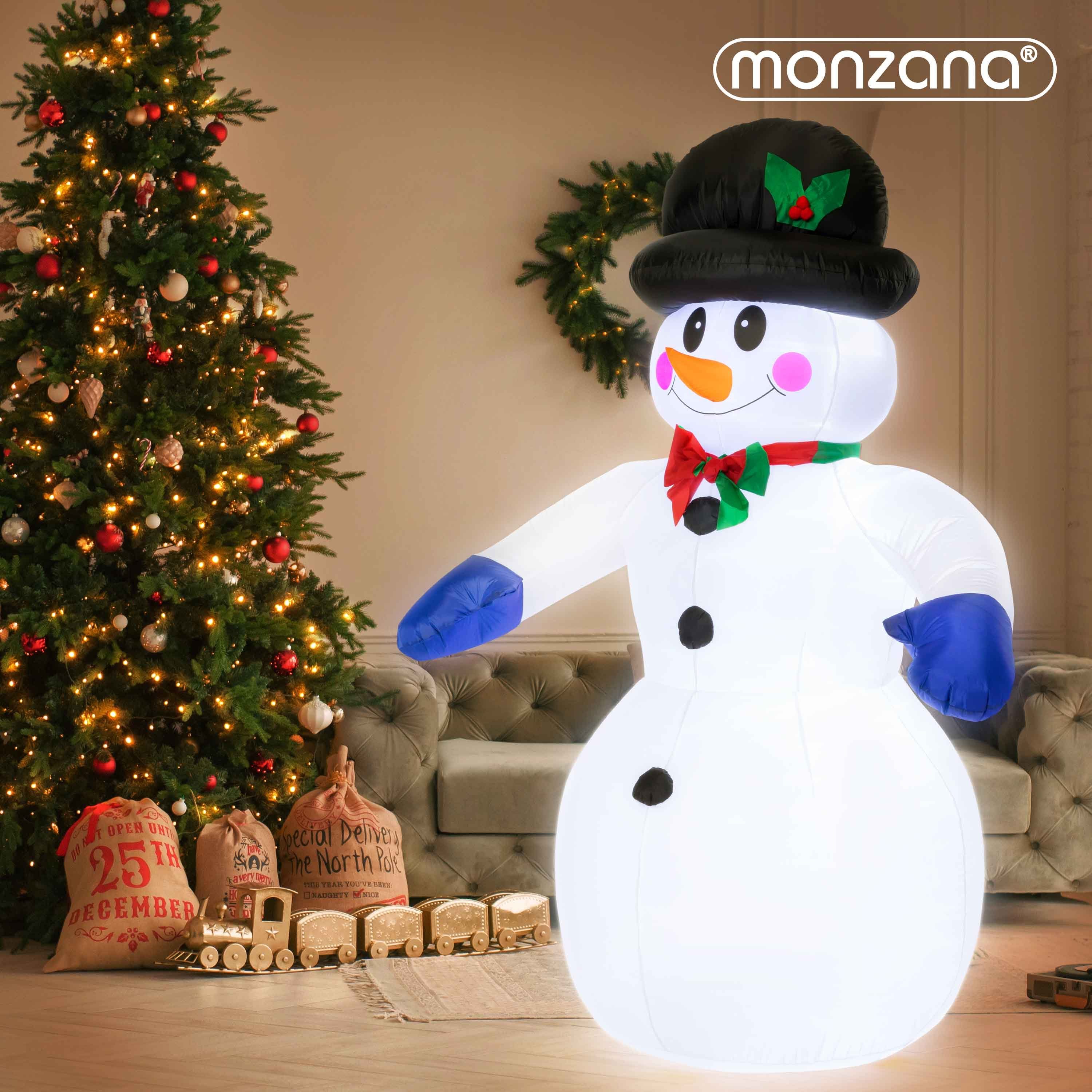 monzana Schneemann, Aufblasbarer XXL 240cm LED Beleuchtet Befestigungsmaterial IP44 Außen