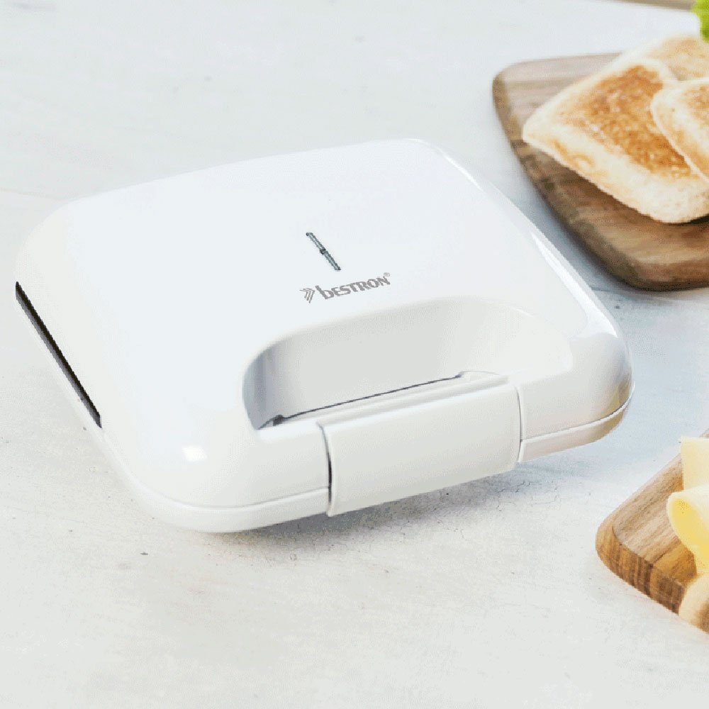 bestron Sandwichmaker, Sandwich Maker Toaster Grill elektrisch weiß antihaft Camping 2