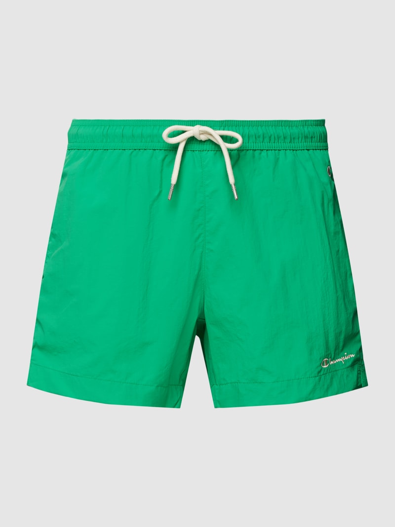 Badehose mit Label-Stitching in grün