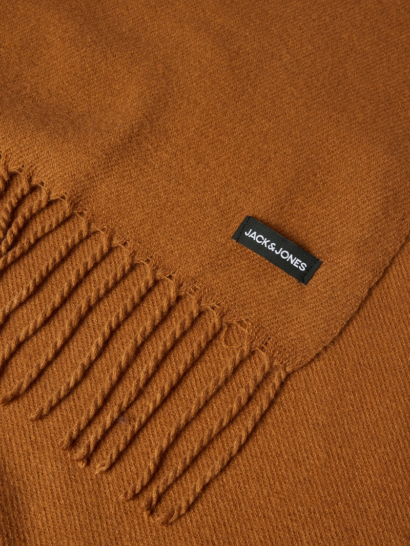 Schal mit Fransen und Label-Detail in camel